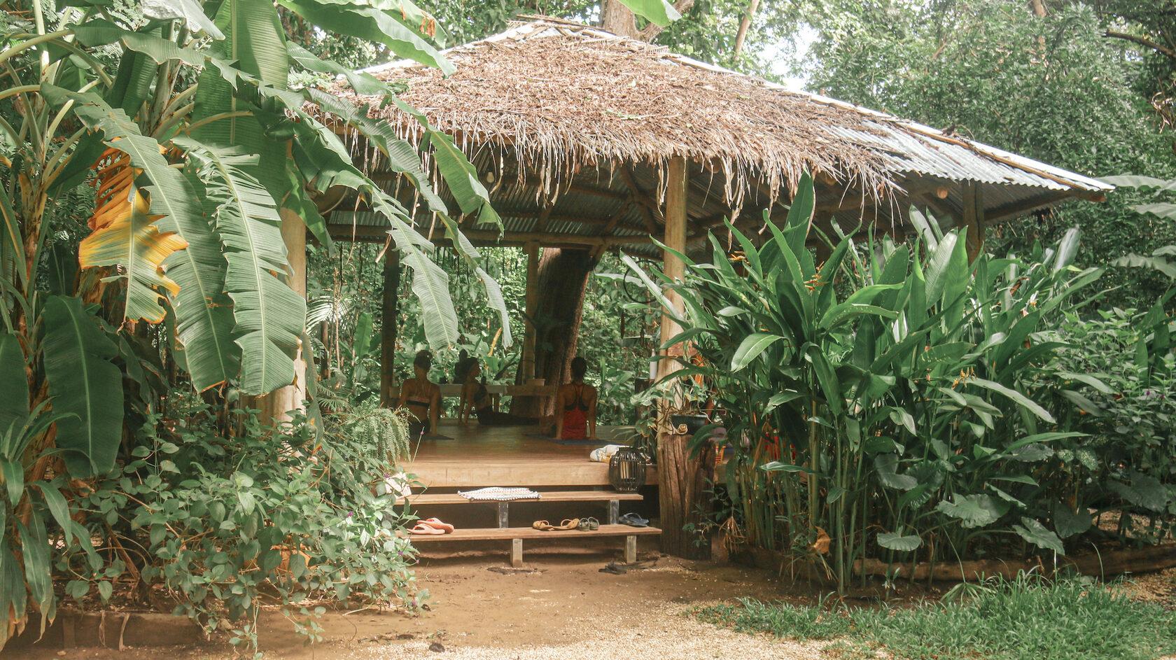 Group on the yoga deck